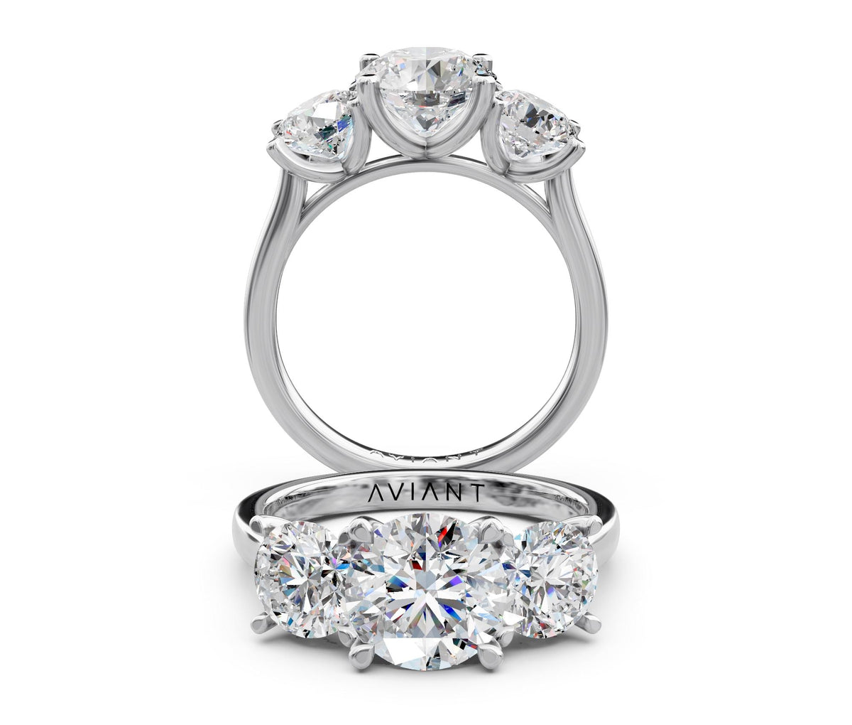 Penelope Three-Stone engagement ring in 14k white gold
