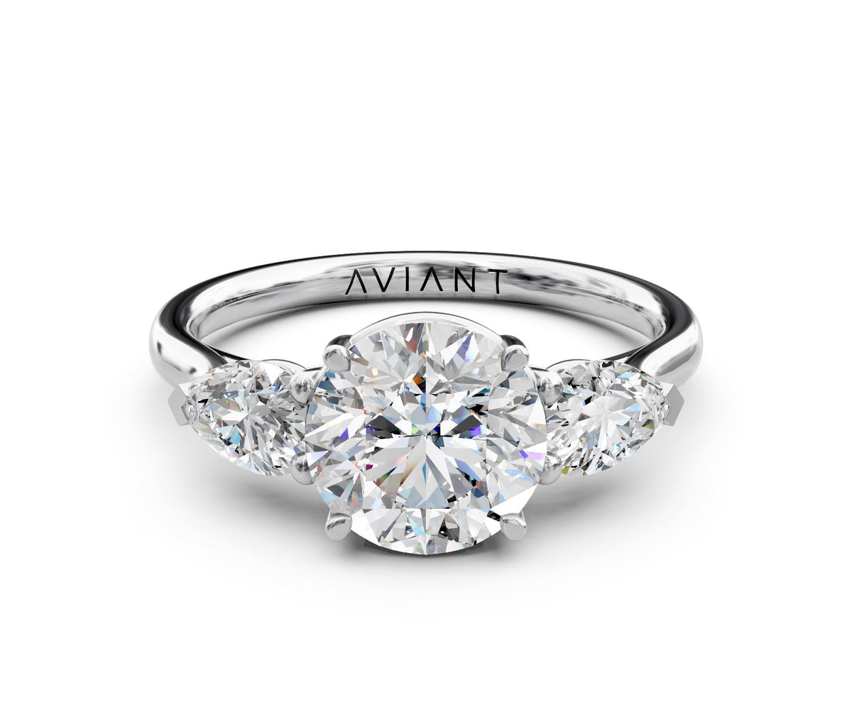 Tabitha Three-Stone engagement ring in 14k white gold