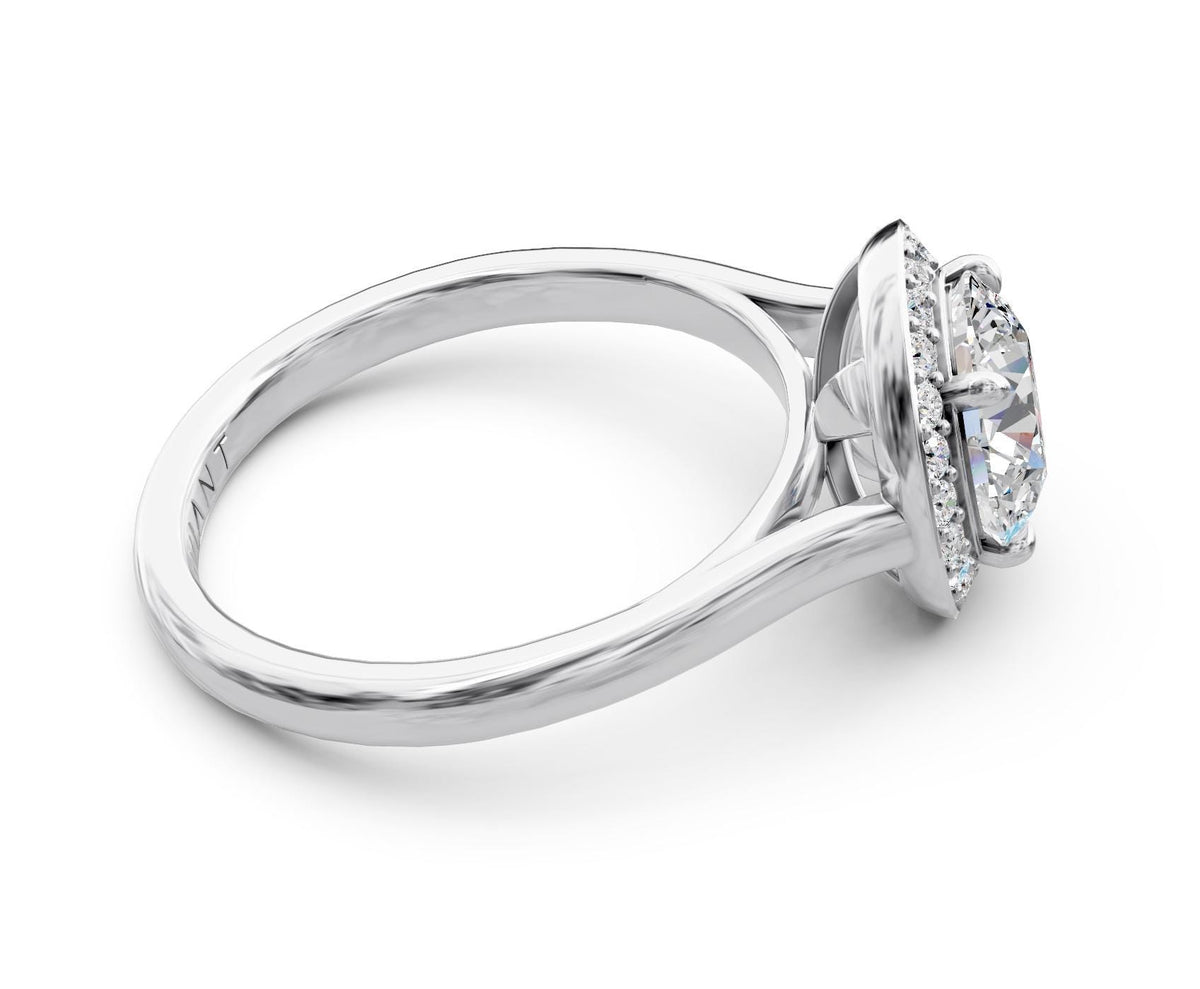 Noelle Halo engagement ring in 14k white gold