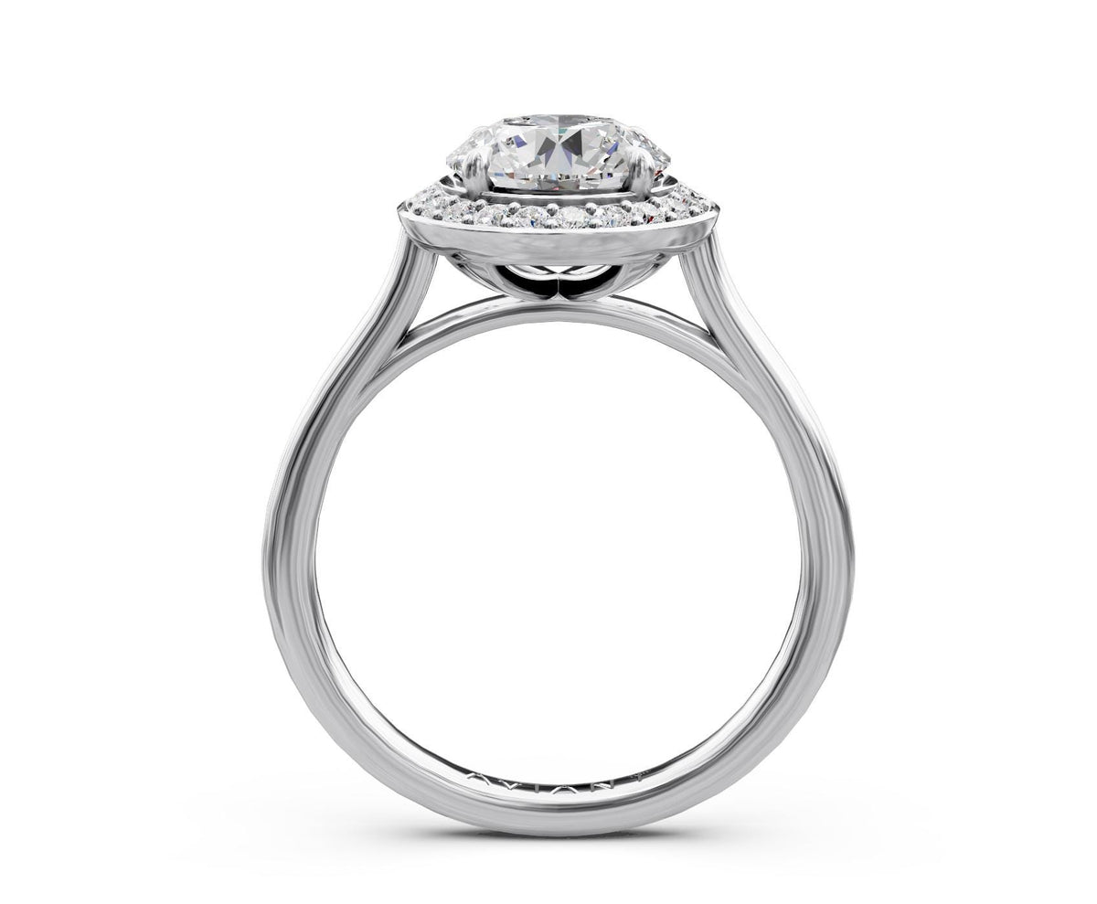 Noelle Halo engagement ring in 14k white gold