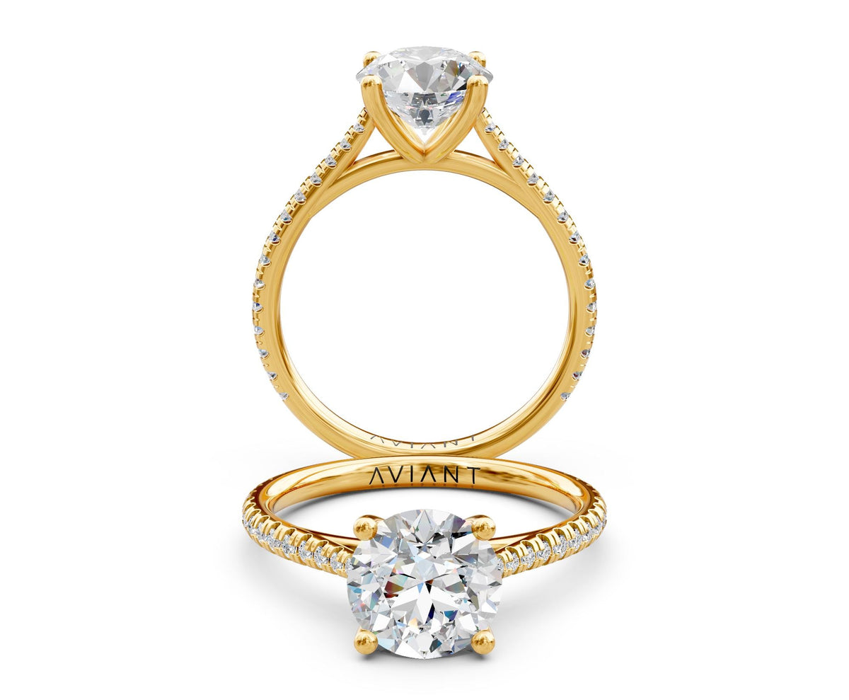 Stella French Pavé engagement ring in 14k yellow gold