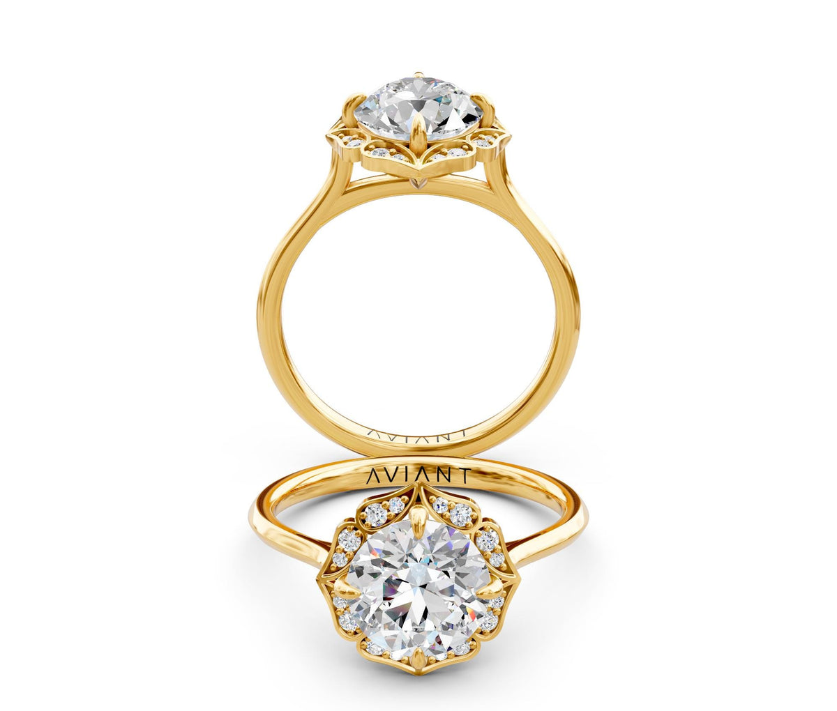 Phoebe Solitaire engagement ring in 14k yellow gold