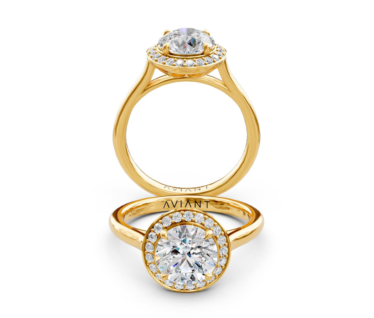 Noelle Halo engagement ring in 14k yellow gold