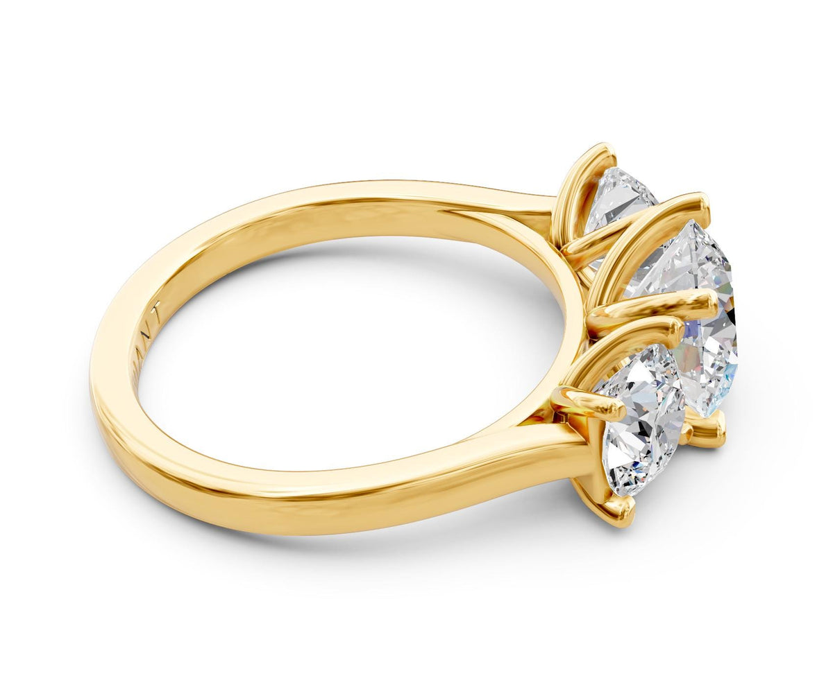 Penelope Three-Stone engagement ring in 14k yellow gold