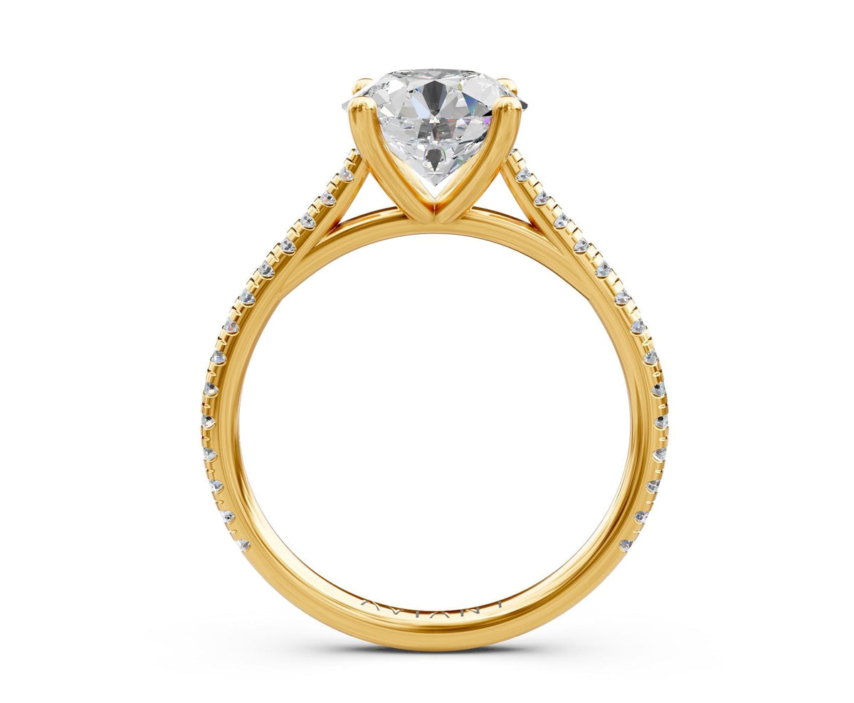 Stella French Pavé engagement ring in 14k yellow gold