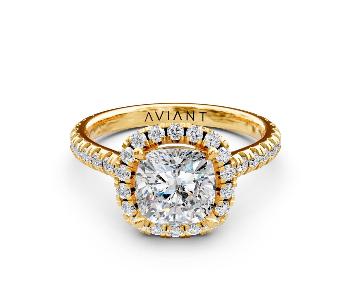 Evelyn Halo engagement ring in 14k yellow gold