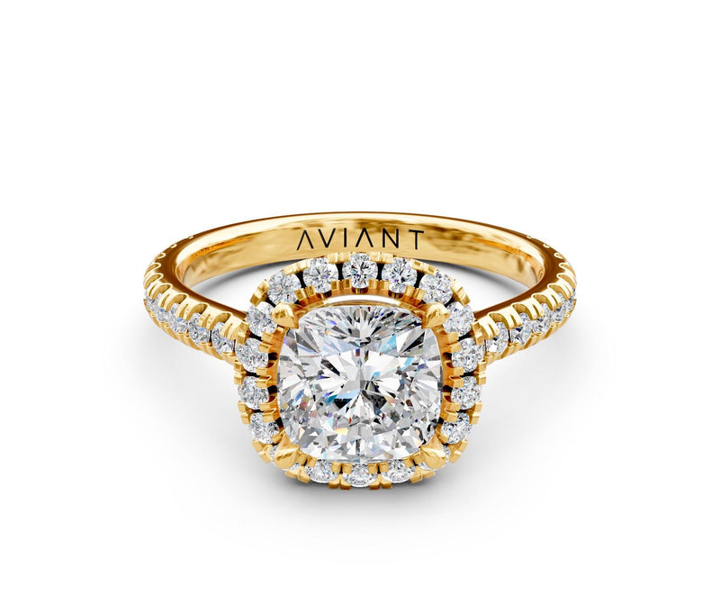 Evelyn Halo with 3ct Cushion Moissanite