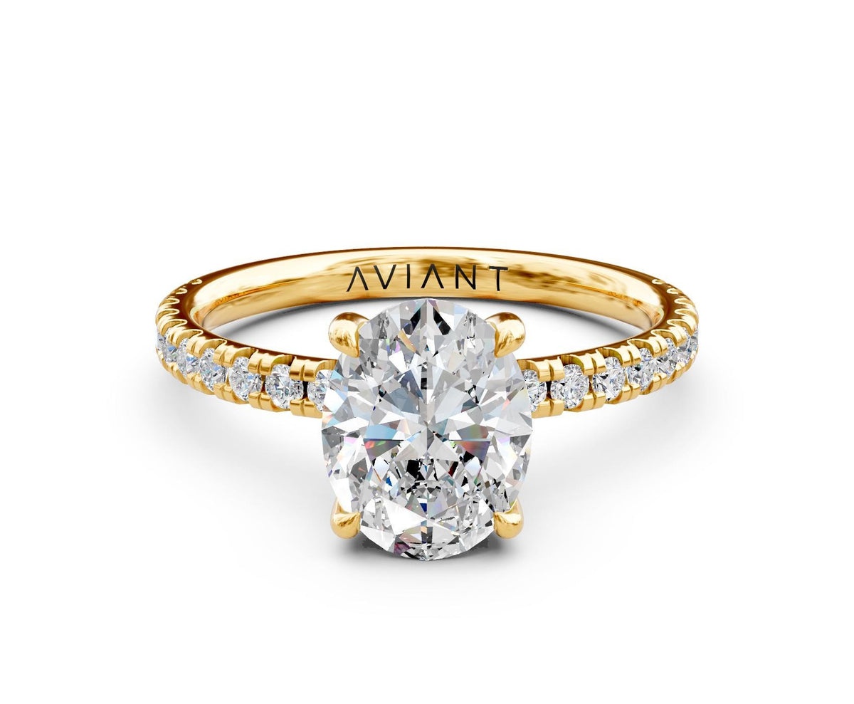 Matilda French Pavé engagement ring in 14k yellow gold