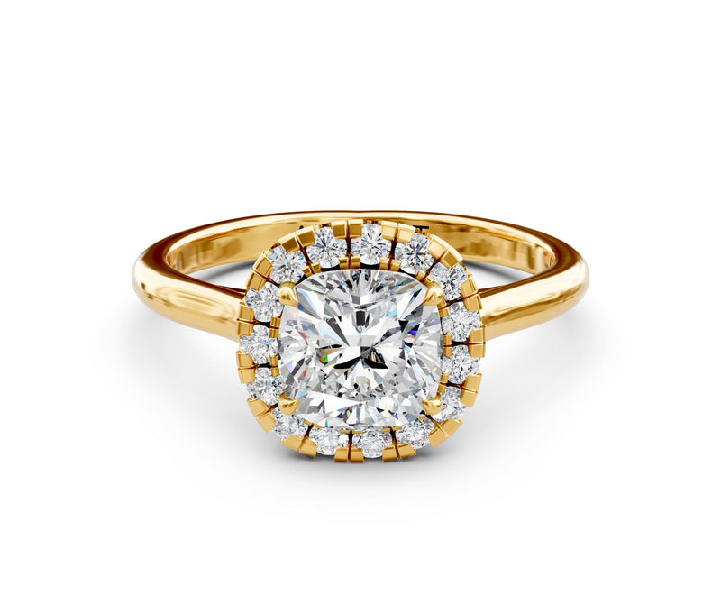 Beatrice Halo with 3ct Cushion Moissanite