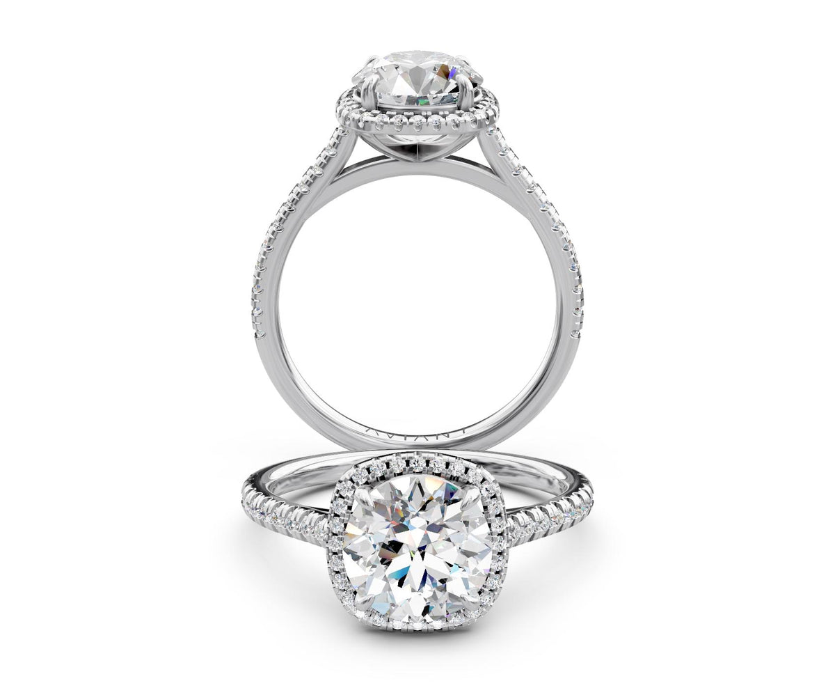 Lorelei Halo engagement ring in 14k white gold