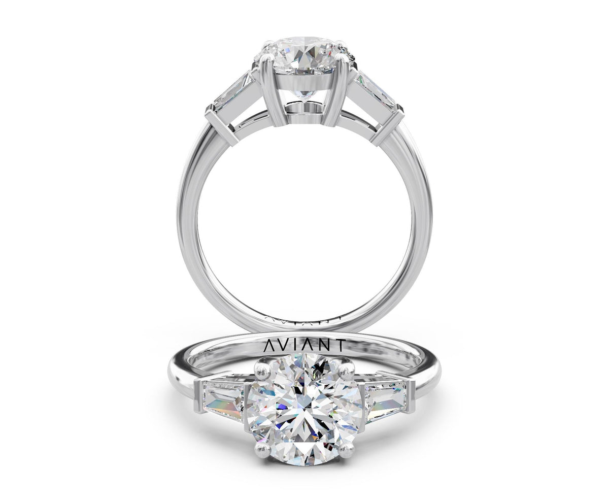 Josephine Three-Stone engagement ring in 14k white gold