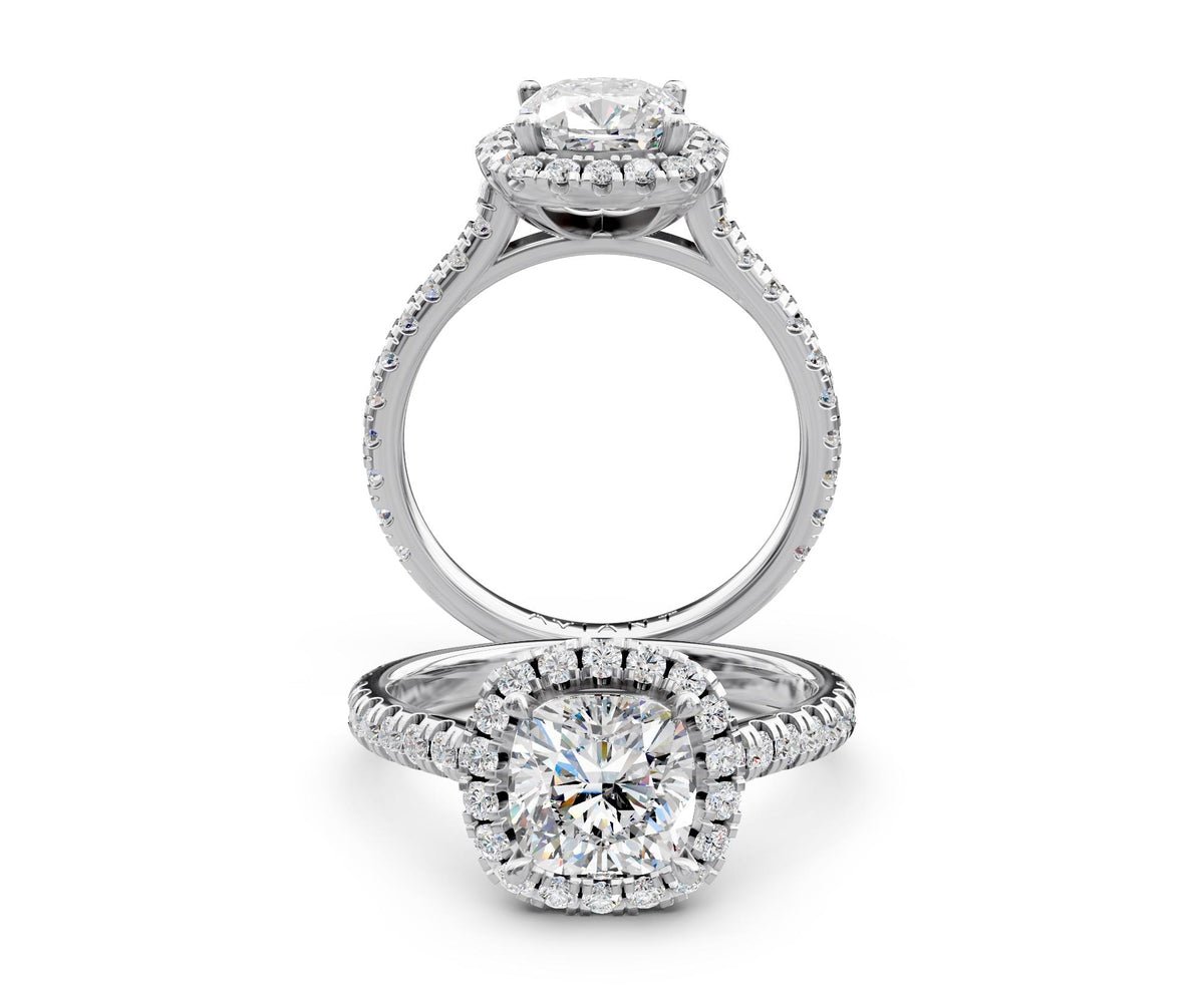 Evelyn Halo engagement ring in 14k white gold