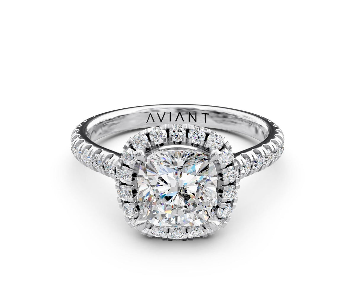 Evelyn Halo engagement ring in 14k white gold