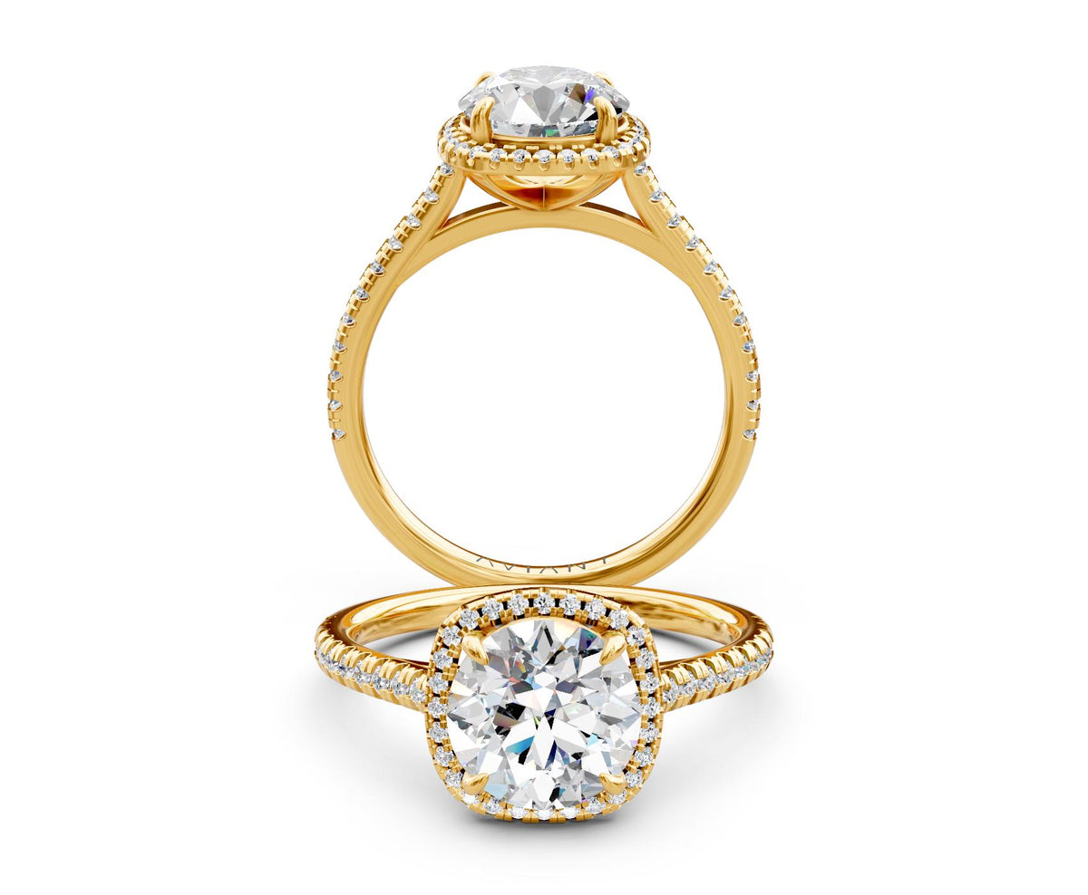 Lorelei Halo engagement ring in 14k yellow gold