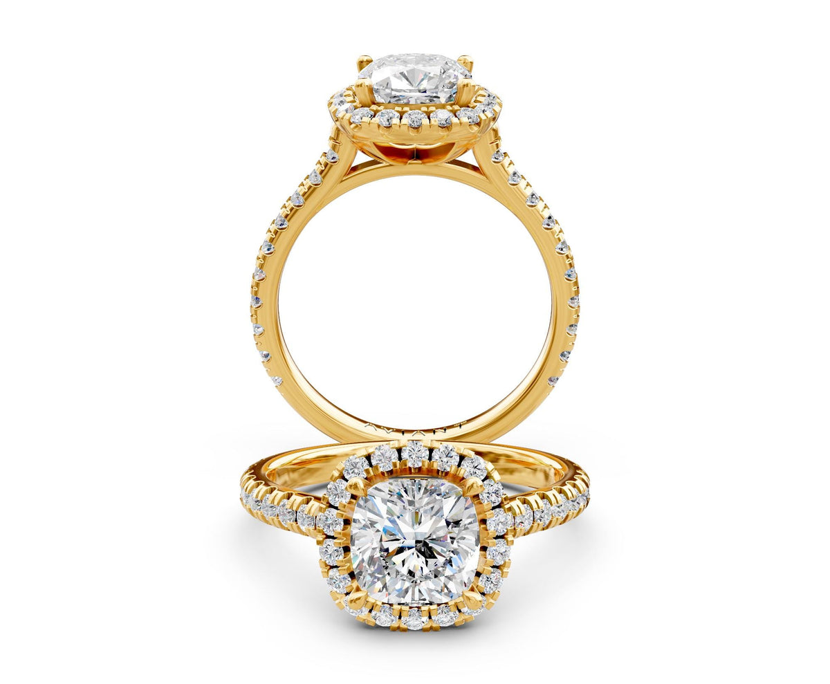 Evelyn Halo engagement ring in 14k yellow gold