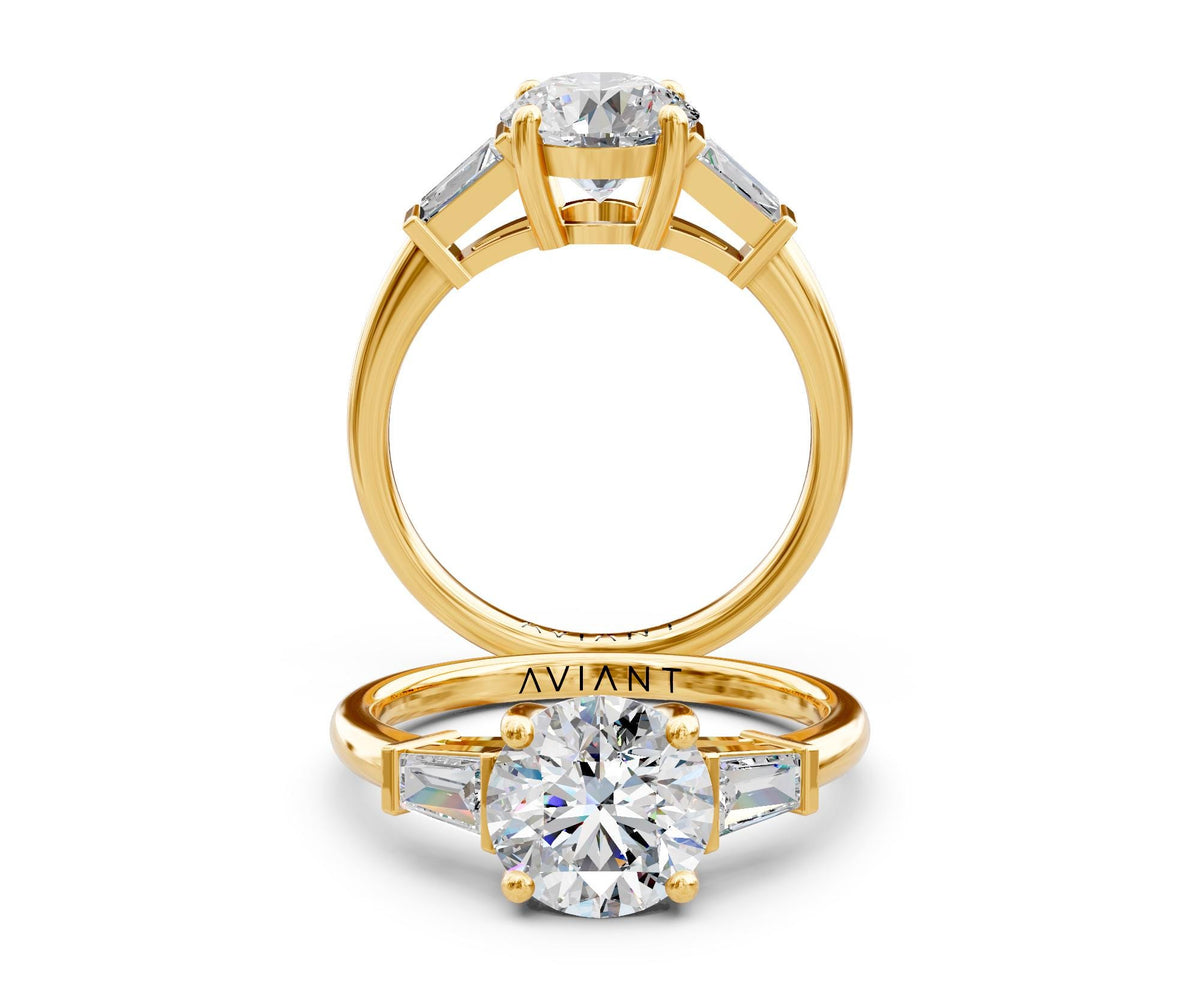 Josephine Three-Stone engagement ring in 14k yellow gold