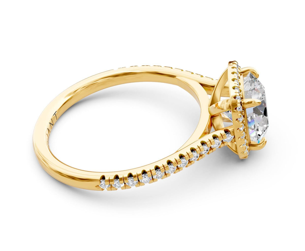 Lorelei Halo engagement ring in 14k yellow gold