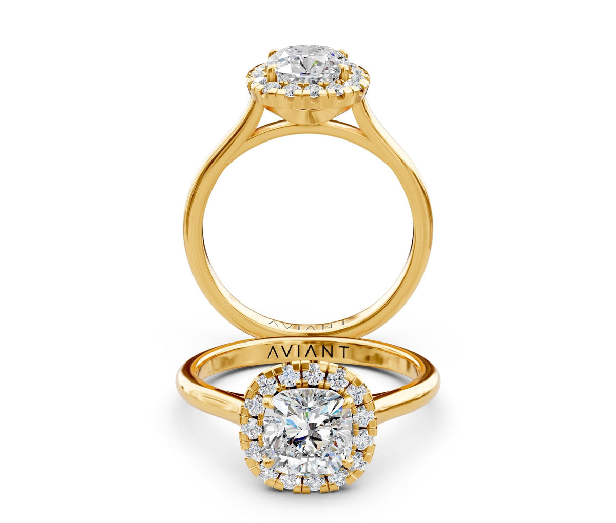 Beatrice Halo engagement ring in 14k yellow gold