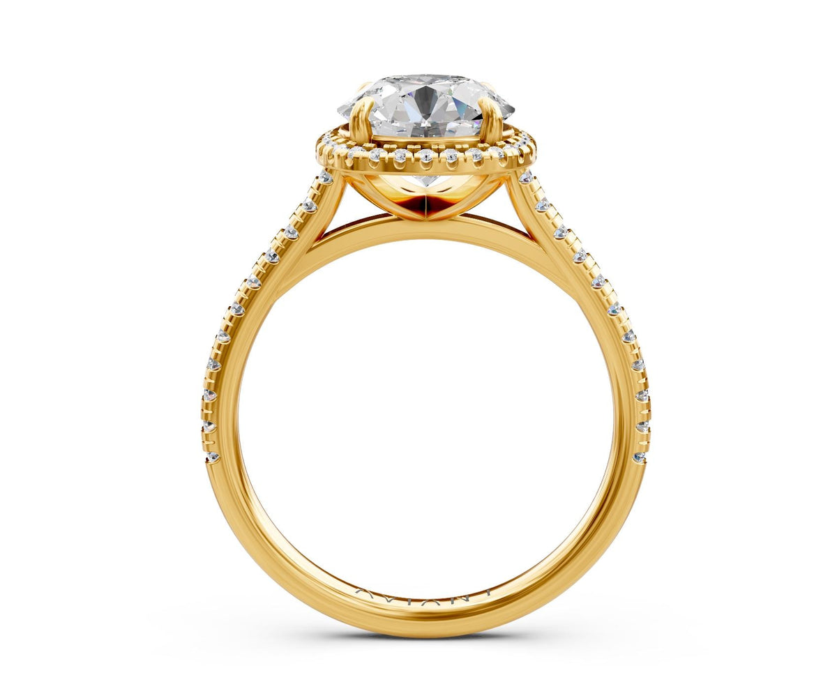 Lorelei Halo engagement ring in 14k yellow gold