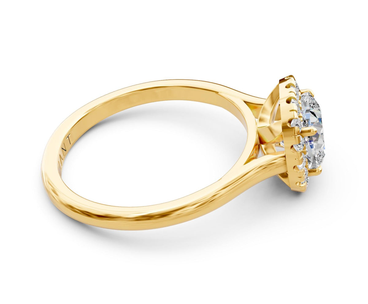 Beatrice Halo engagement ring in 14k yellow gold