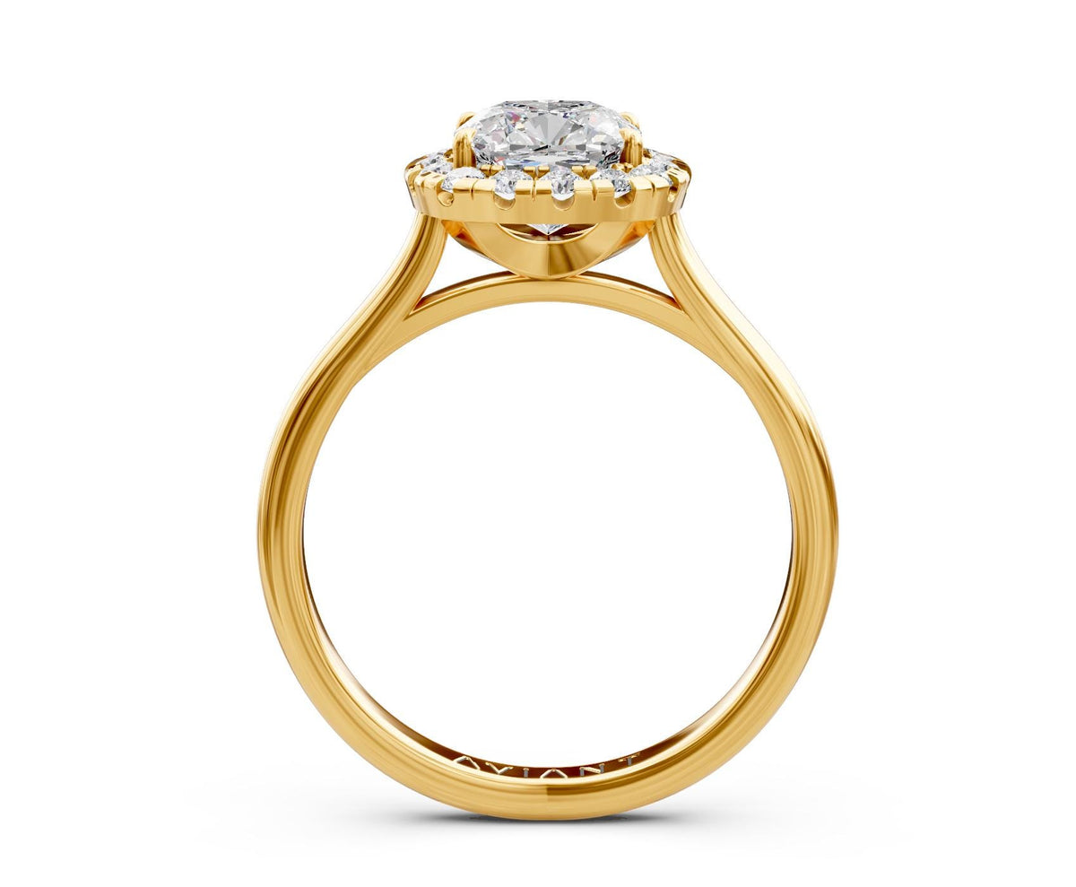 Beatrice Halo engagement ring in 14k yellow gold