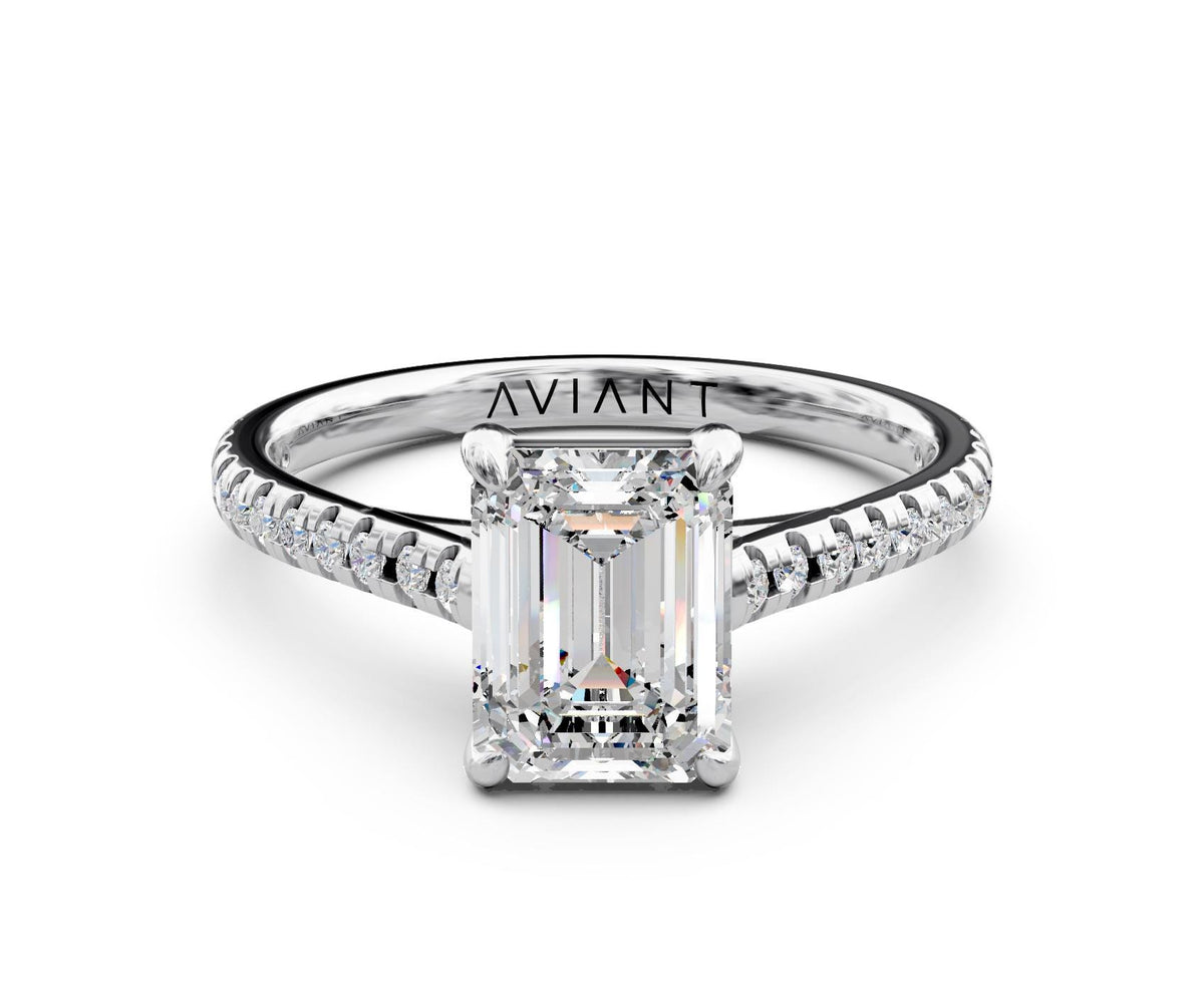 Iris French Pavé engagement ring in 14k white gold
