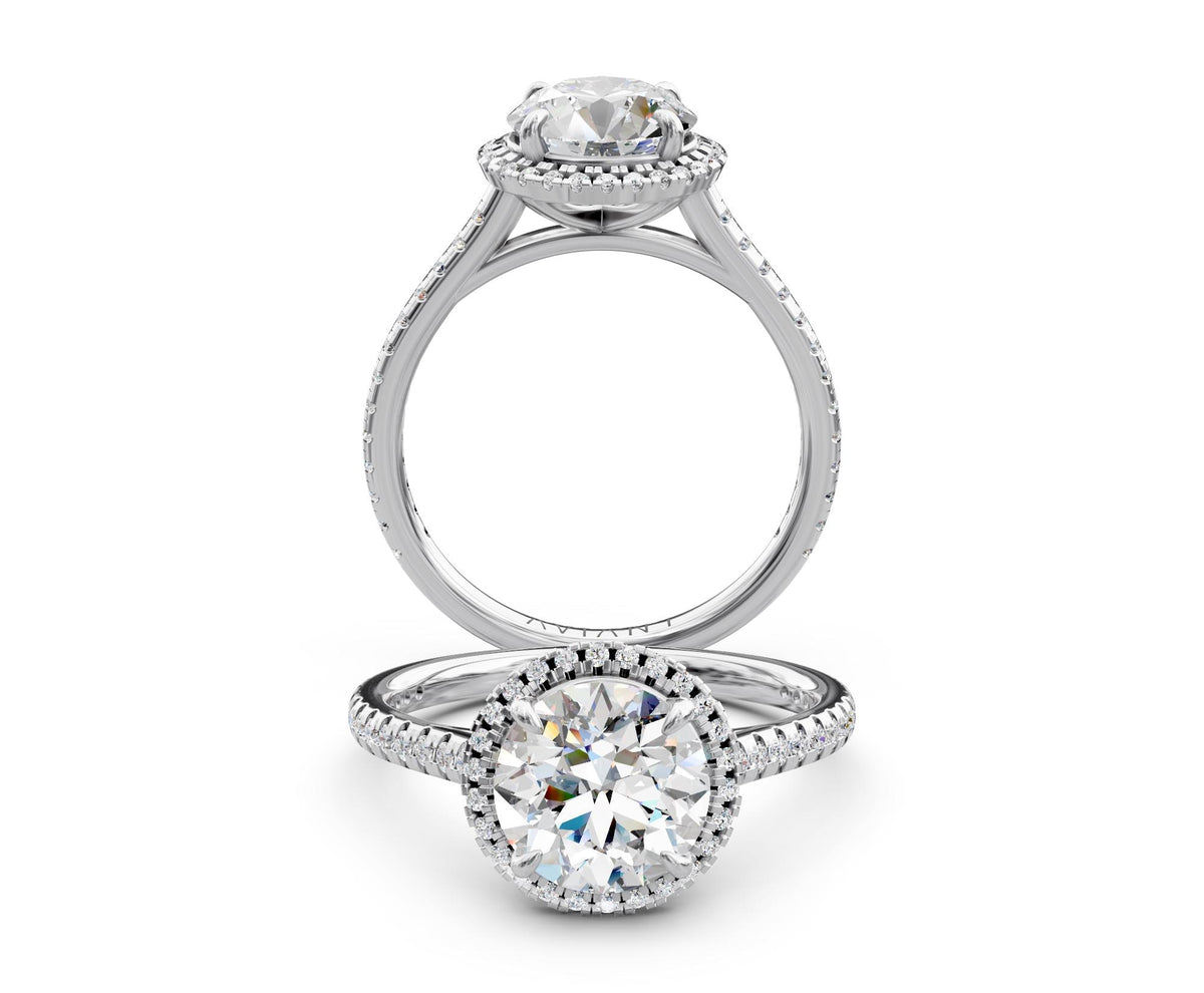 Rosalind Halo engagement ring in 14k white gold