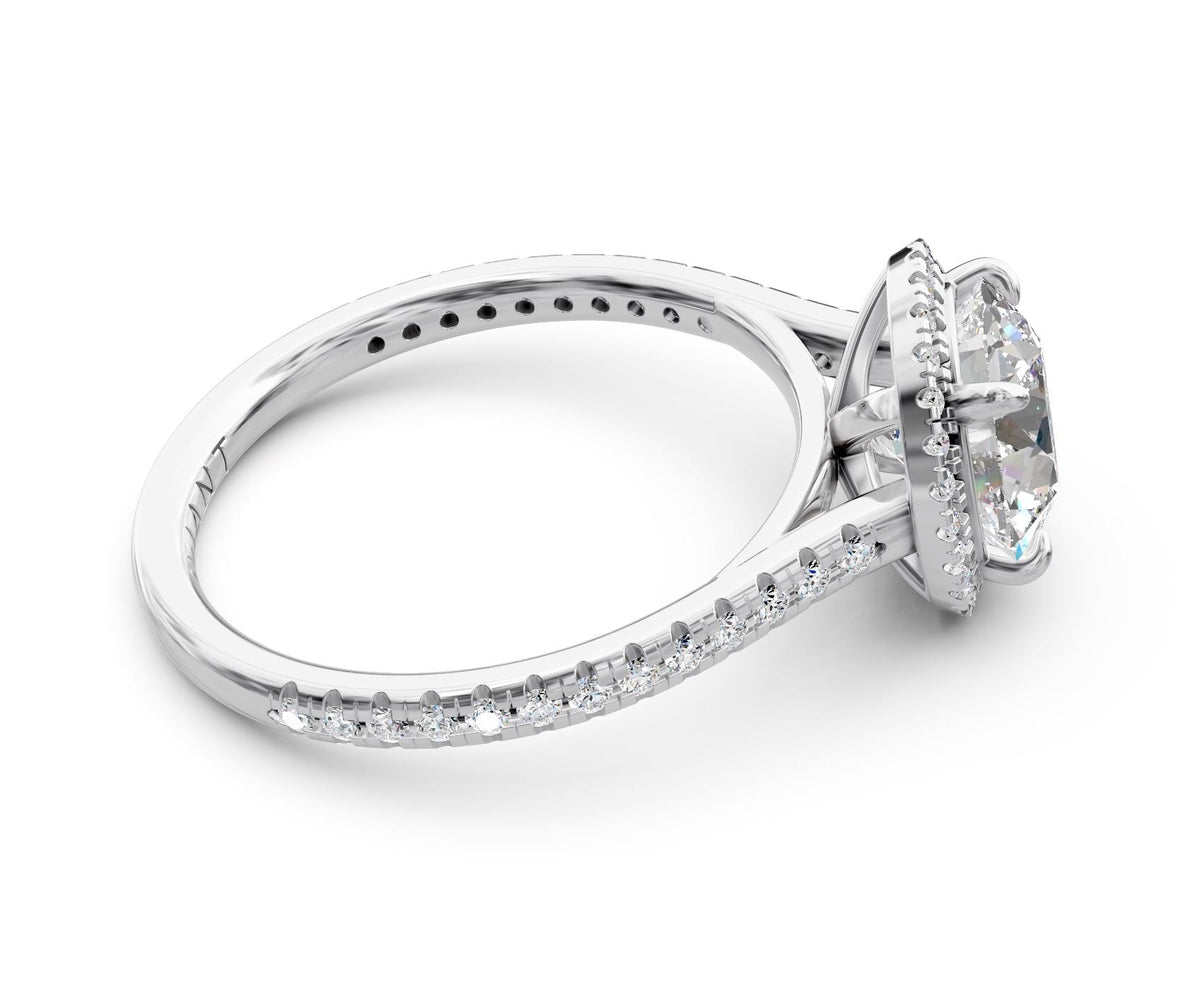 Rosalind Halo engagement ring in 14k white gold