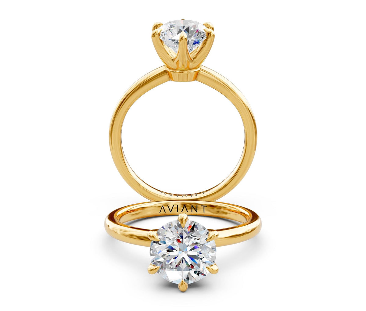 Esther Solitaire engagement ring in 14k yellow gold