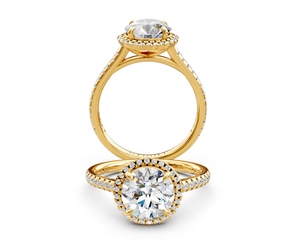 Rosalind Halo engagement ring in 14k yellow gold