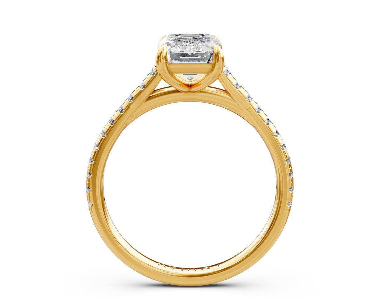 Iris French Pavé engagement ring in 14k yellow gold