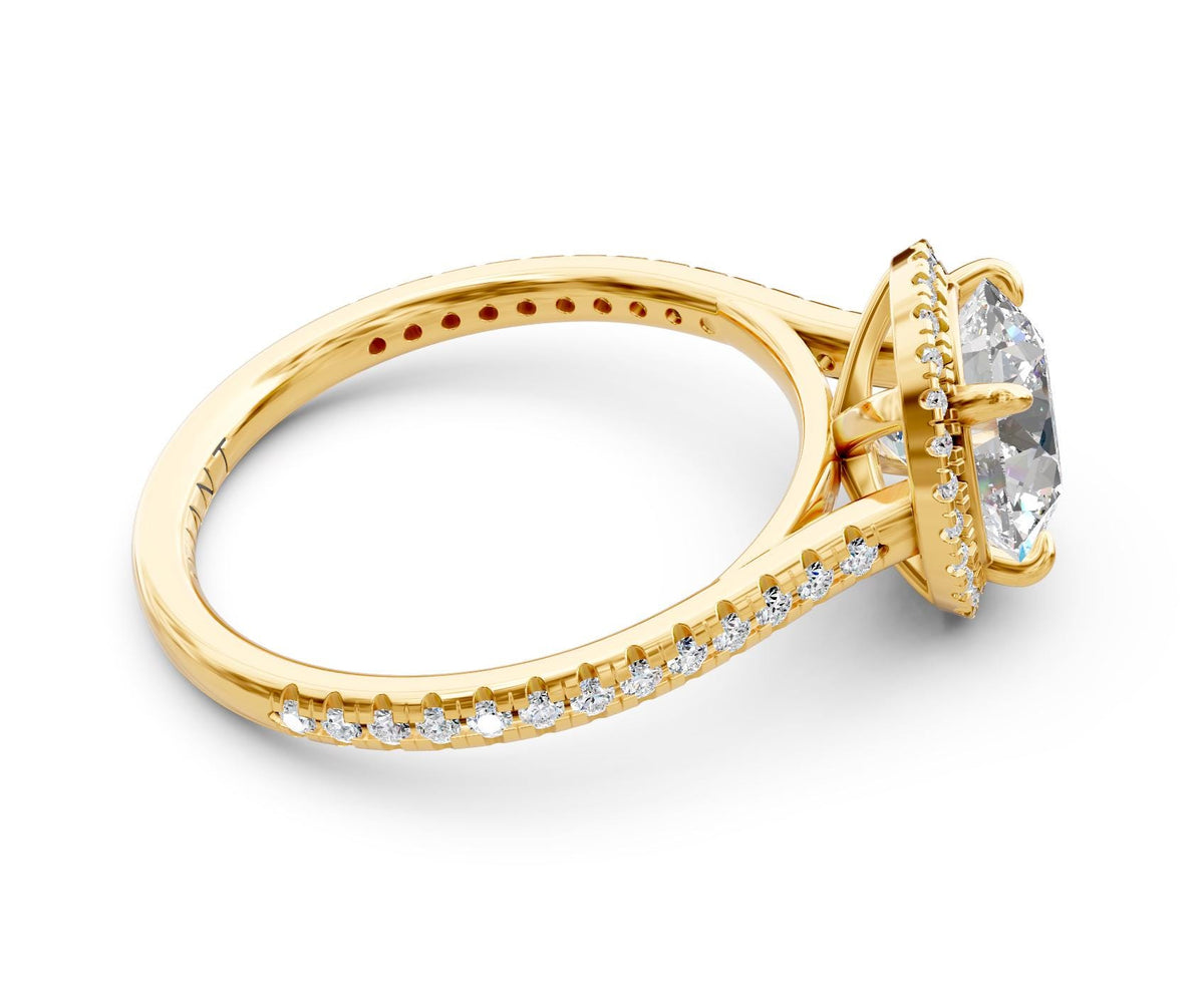 Rosalind Halo engagement ring in 14k yellow gold