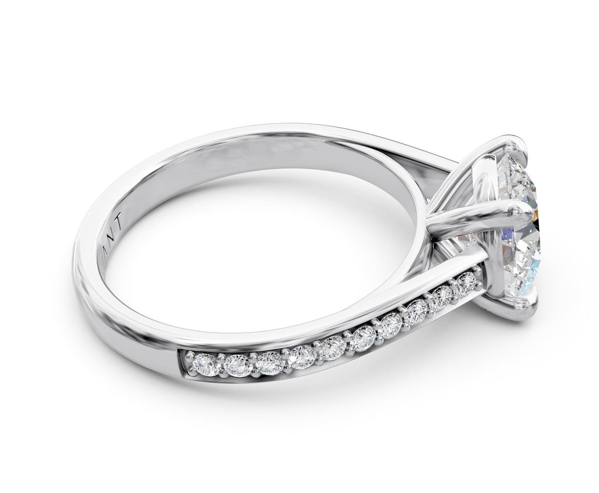 Harper French Pavé engagement ring in 14k white gold