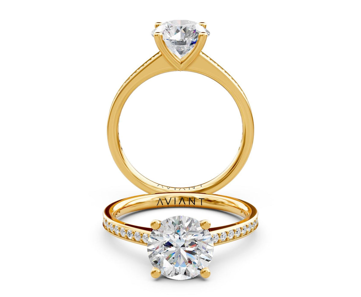 Nadia French Pavé engagement ring in 14k yellow gold