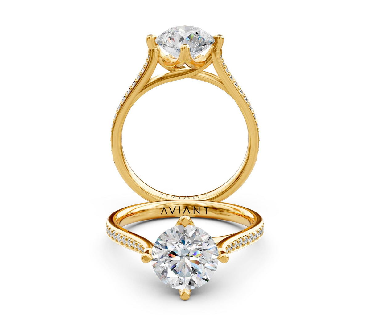 Adeline French Pavé engagement ring in 14k yellow gold