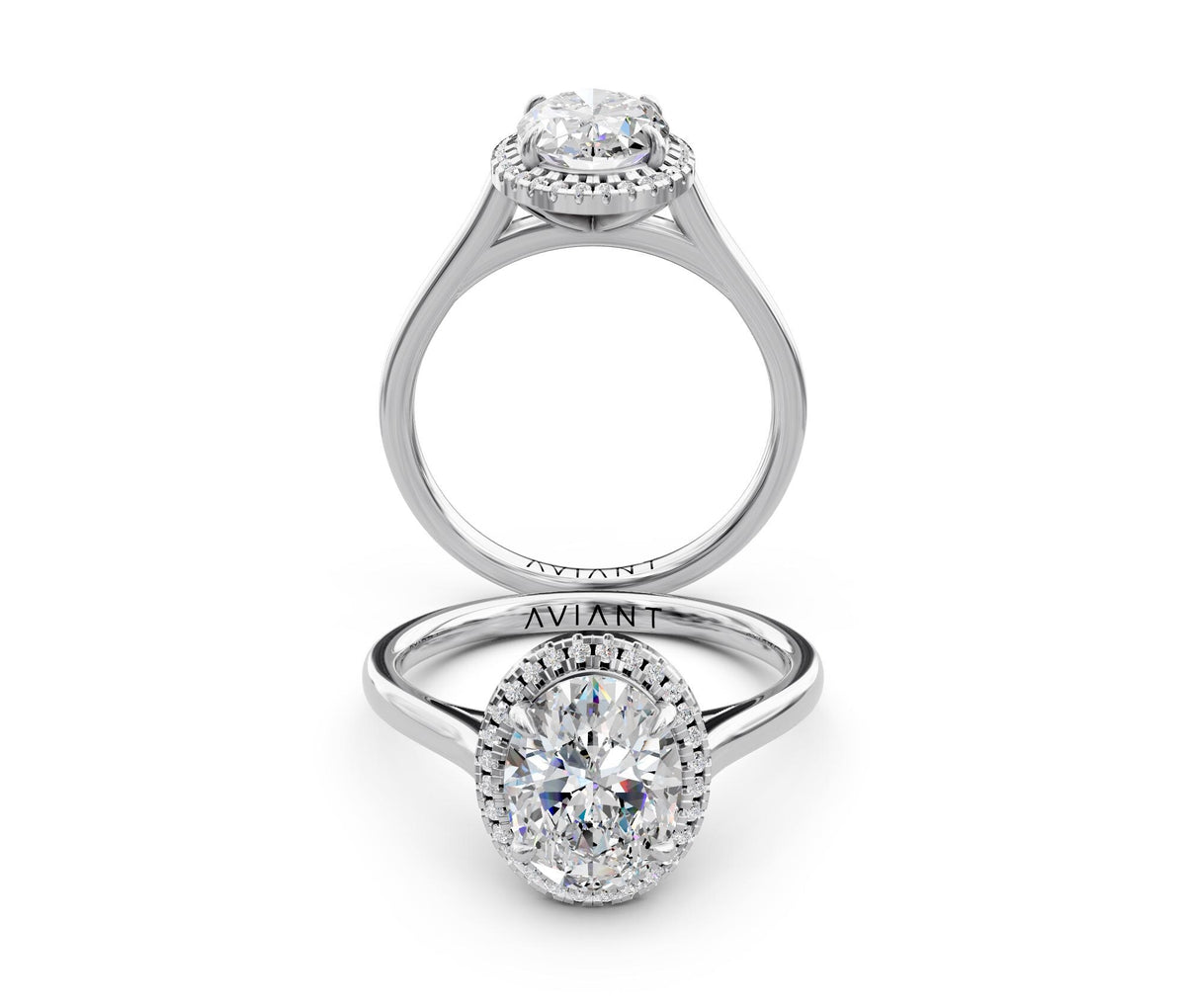 Dahlia Halo engagement ring in 14k white gold