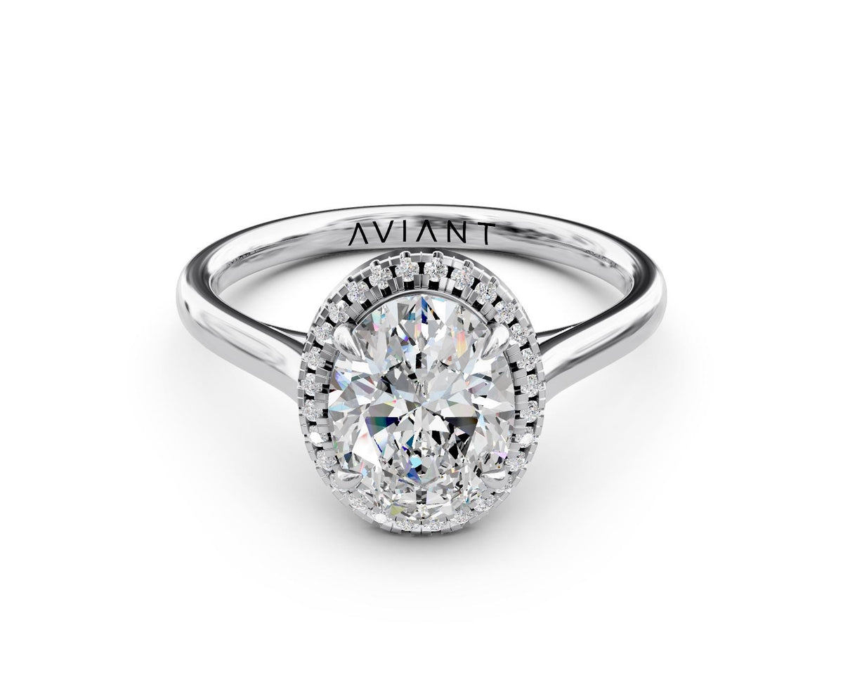 Dahlia Halo engagement ring in 14k white gold