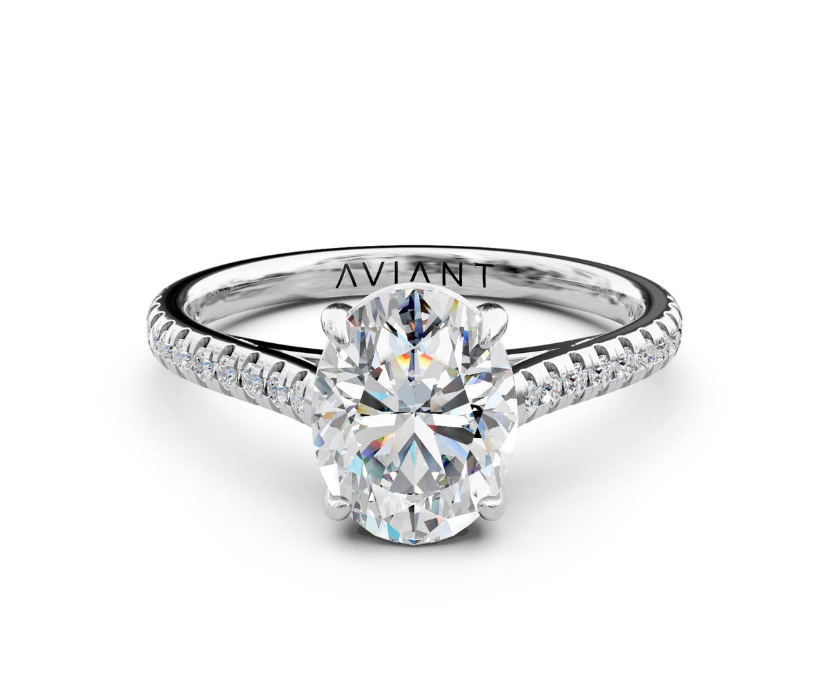 Lena French Pavé engagement ring in 14k white gold