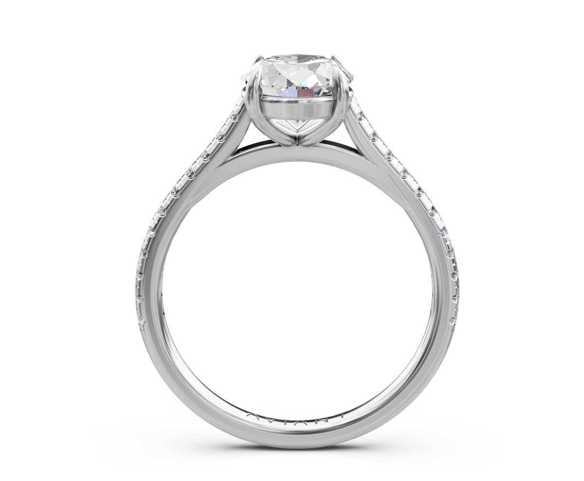 Lena French Pavé engagement ring in 14k white gold