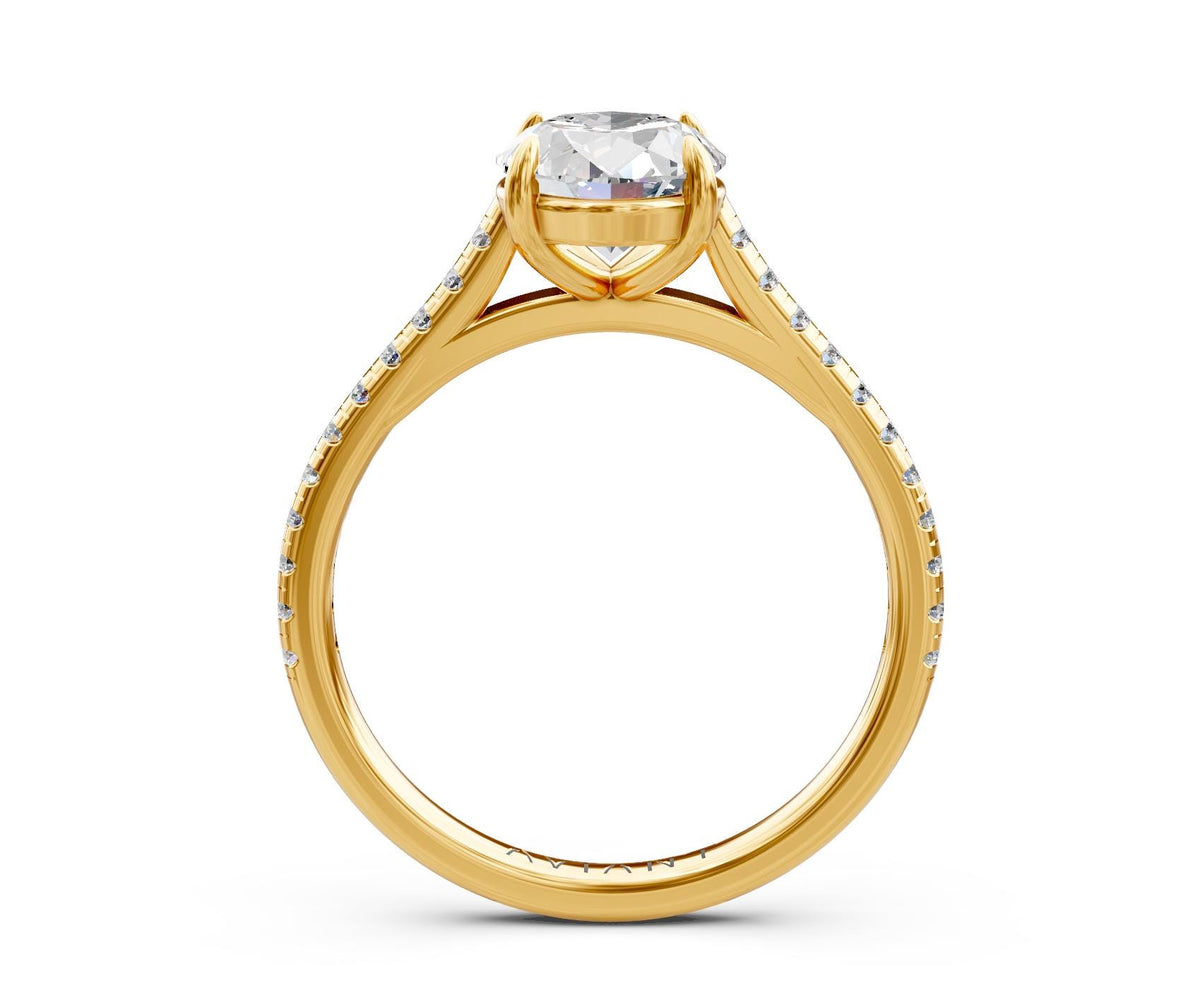Lena French Pavé engagement ring in 14k yellow gold