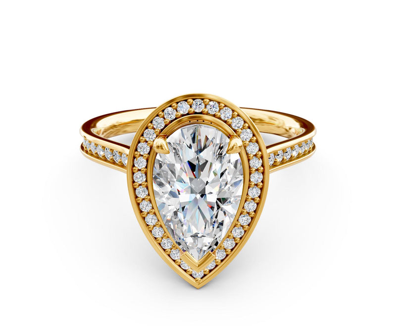 Eleanor Halo with 3ct Pear Moissanite