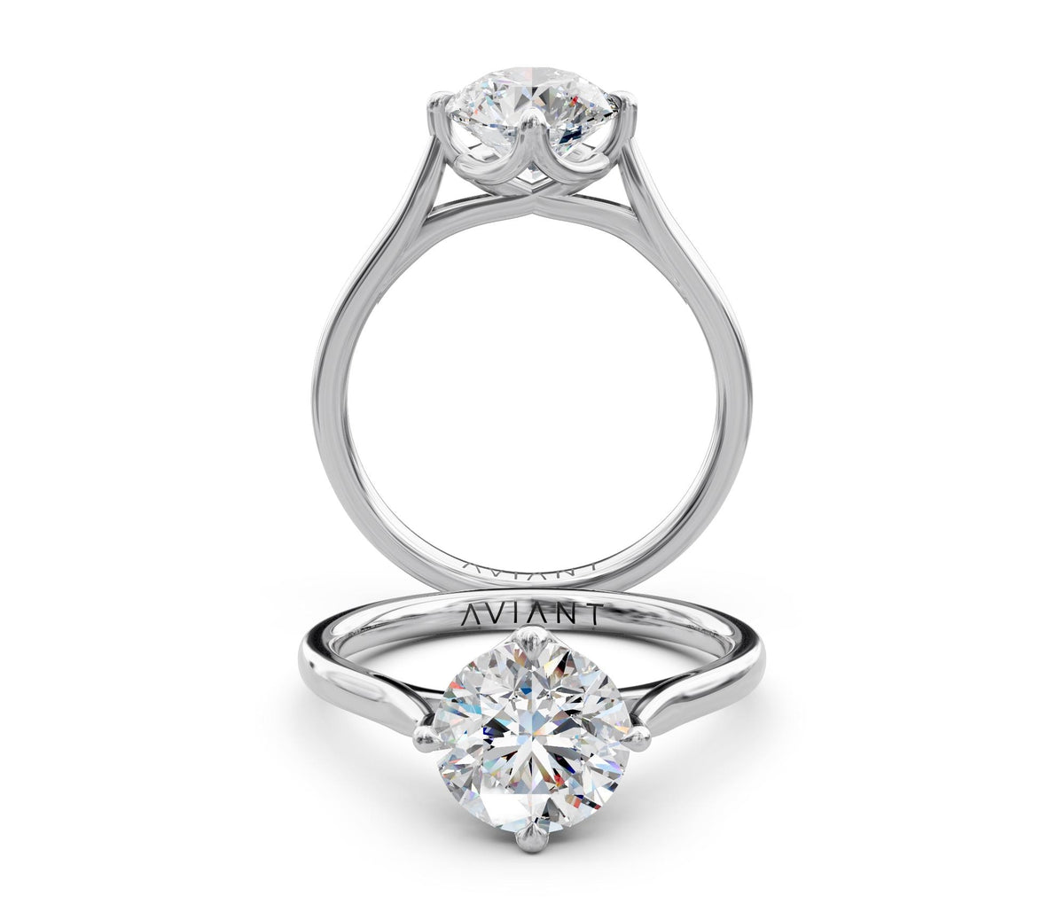 Gemma Solitaire engagement ring in 14k white gold