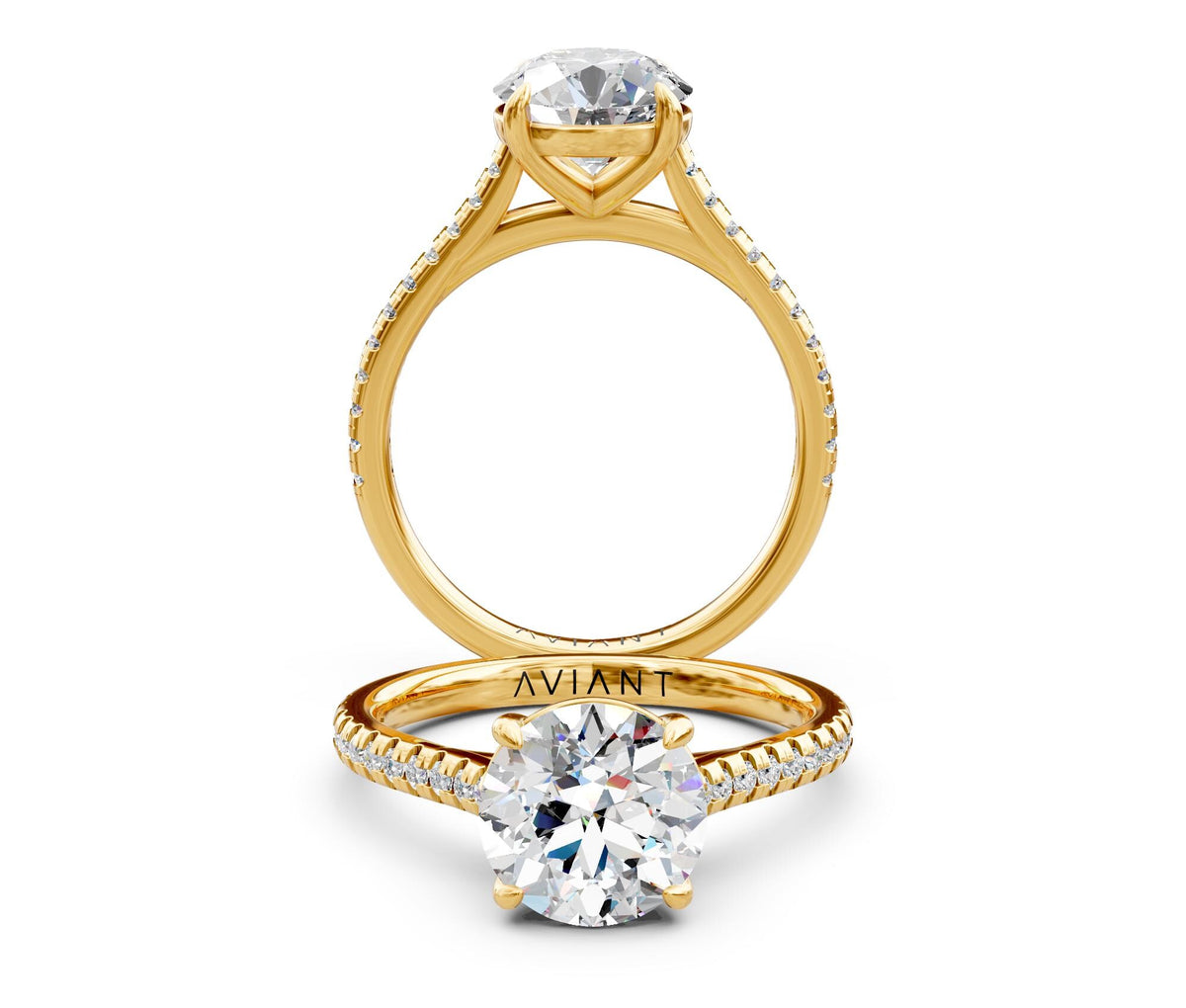 Margot French Pavé engagement ring in 14k yellow gold