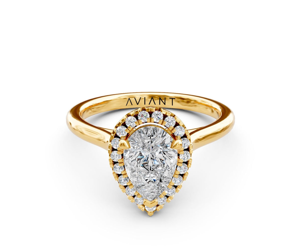 Amelia Halo engagement ring in 14k yellow gold