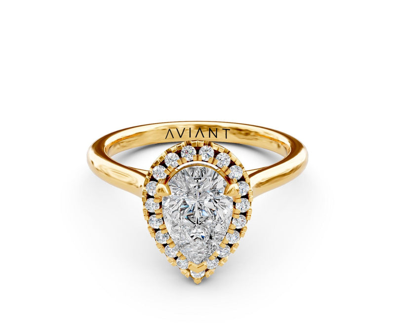 Amelia Halo with 3ct Pear Moissanite