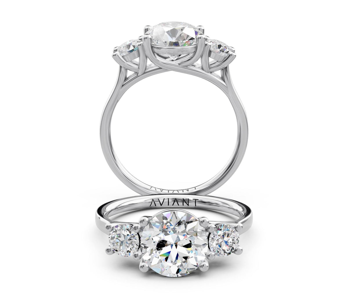Valentina Three-Stone engagement ring in 14k white gold