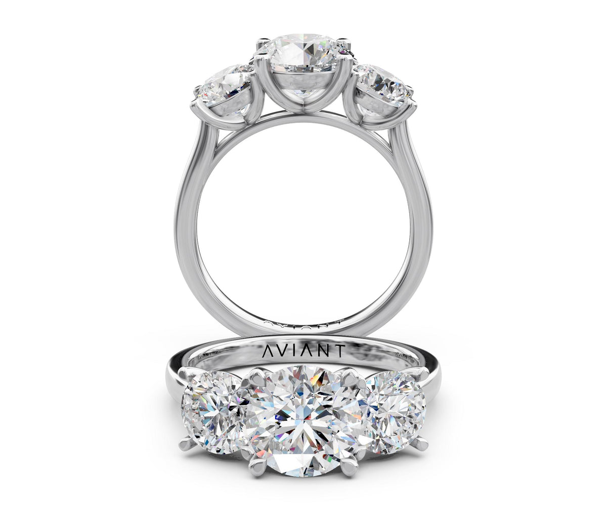Cecilia Three-Stone engagement ring in 14k white gold