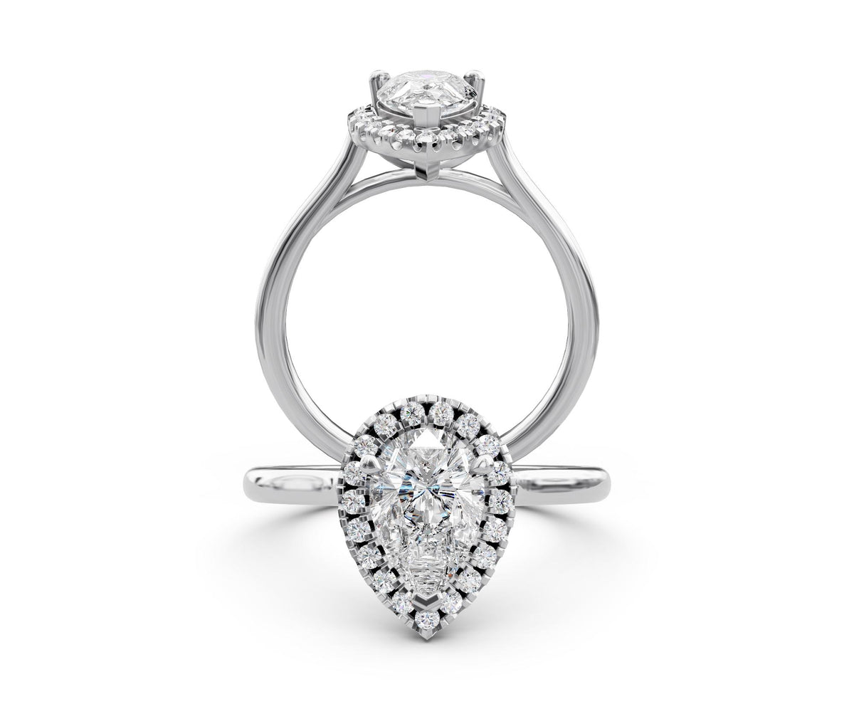 Amelia Halo engagement ring in 14k white gold