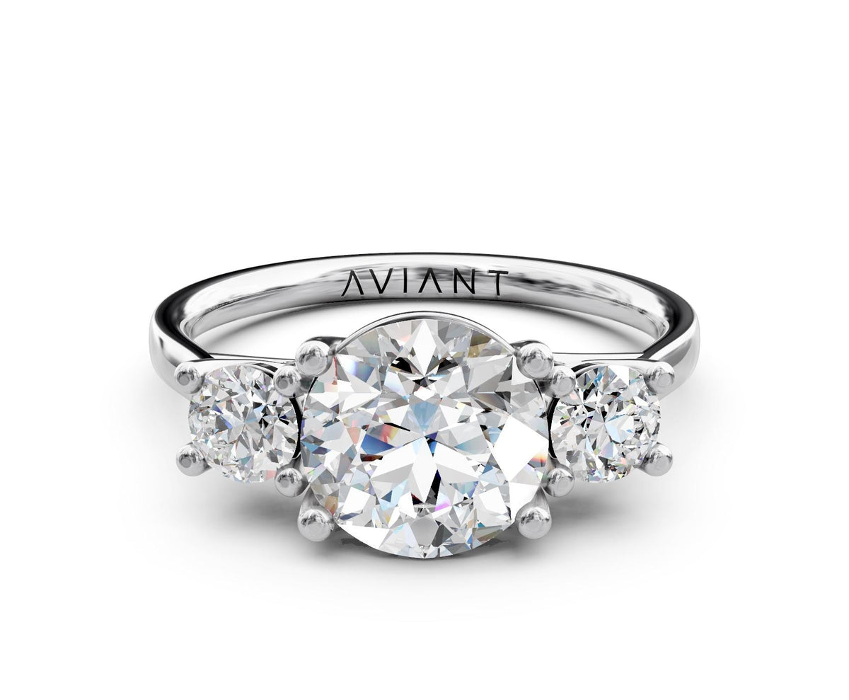 Valentina Three-Stone engagement ring in 14k white gold