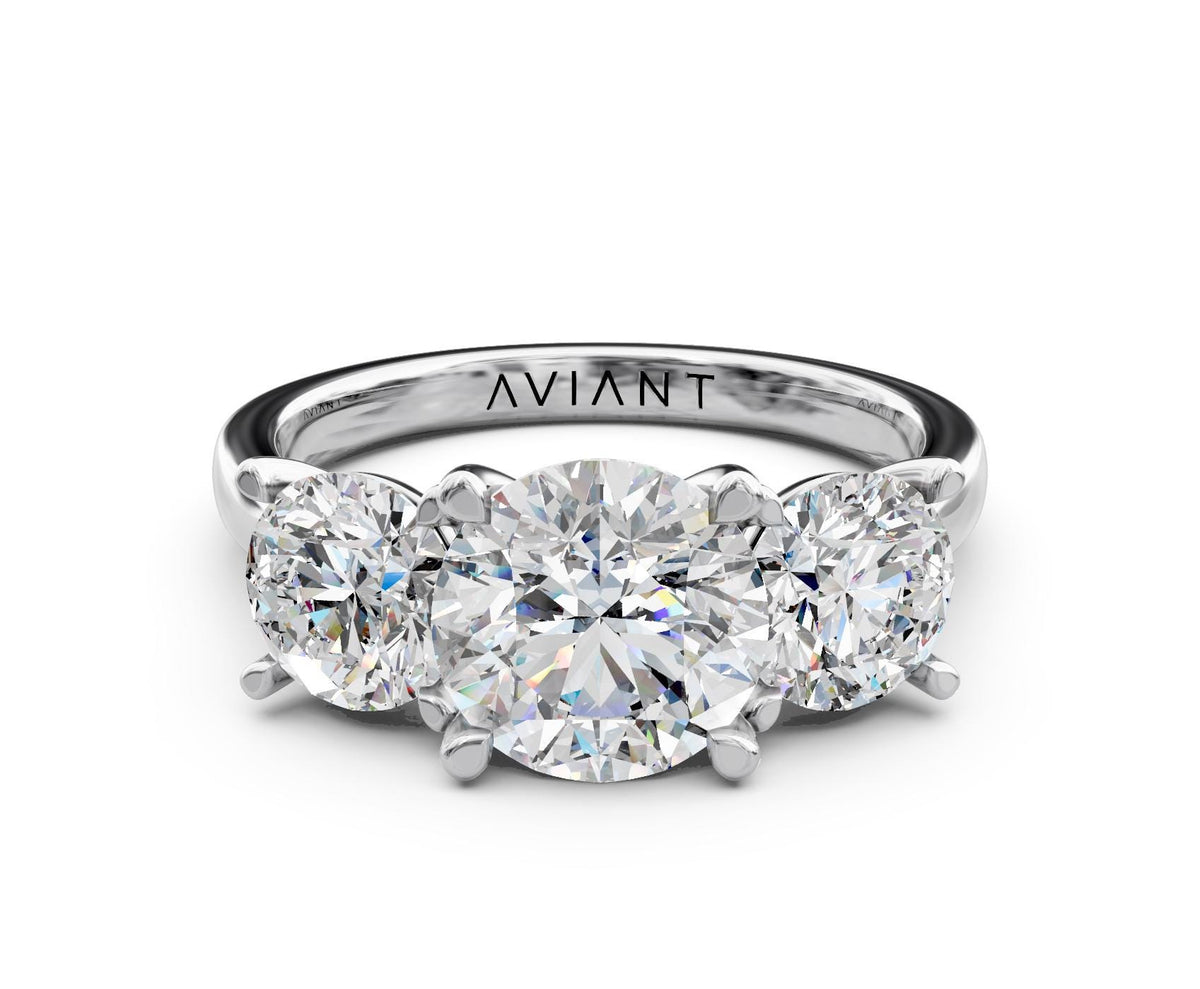 Cecilia Three-Stone engagement ring in 14k white gold